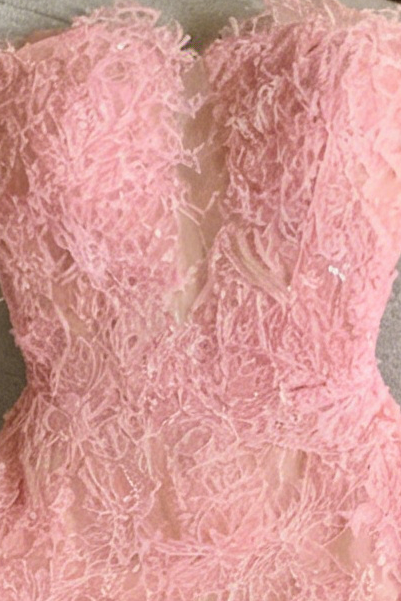 PINK BEADED LACE DRESS