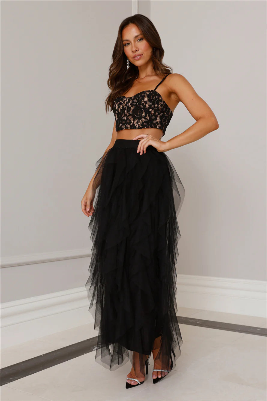 Lace Tulle Set in Black