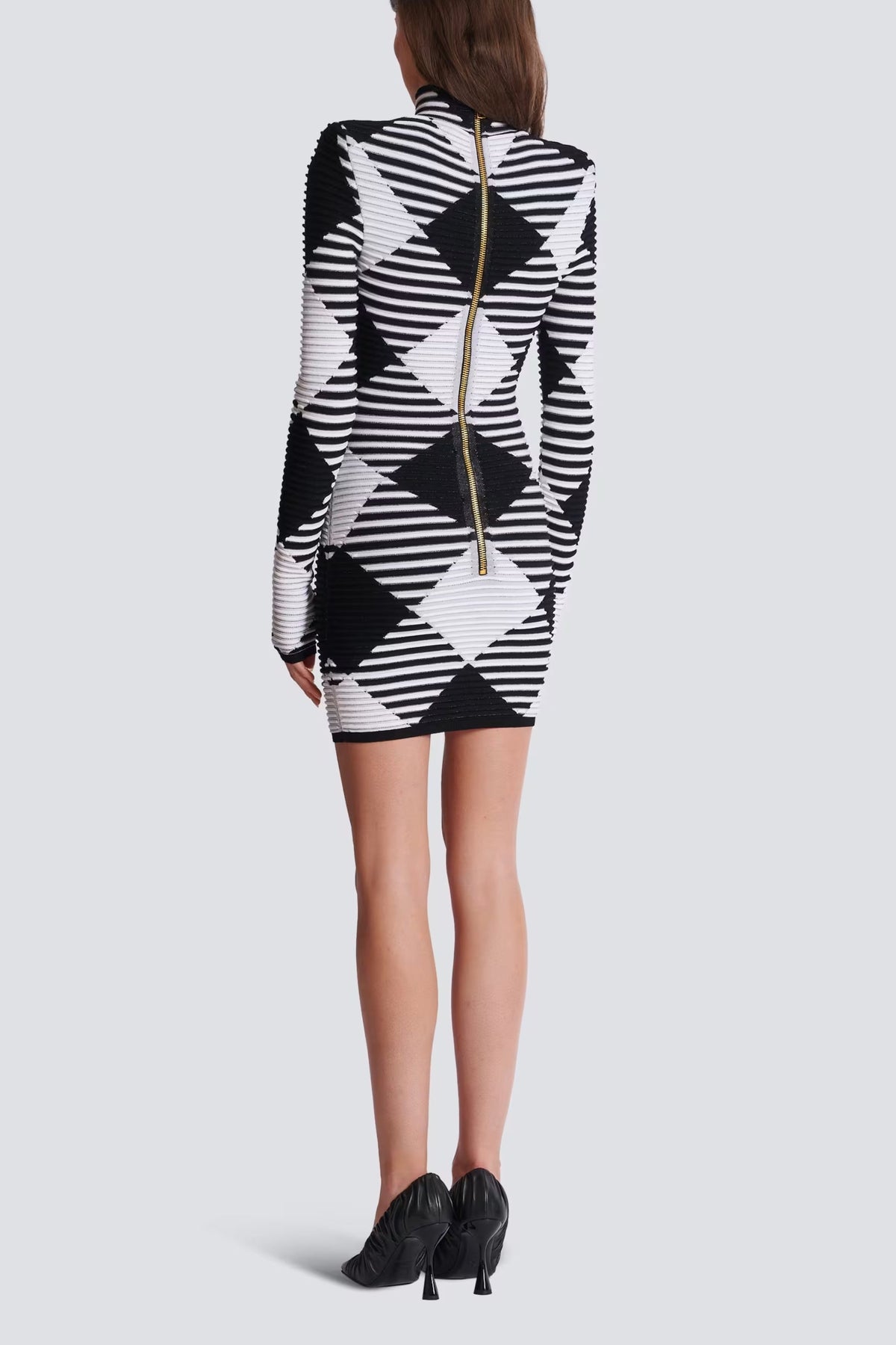 mini dress in rolled gingham knit