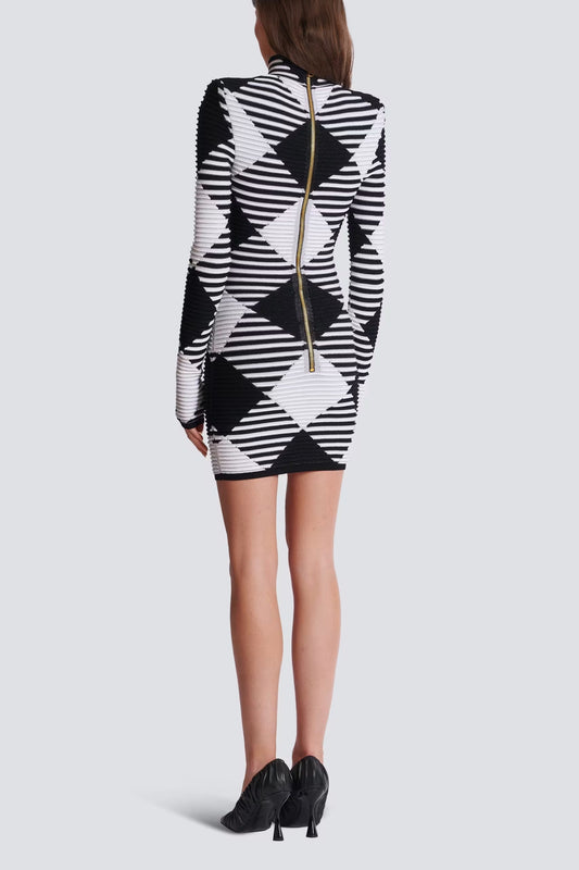 mini dress in rolled gingham knit