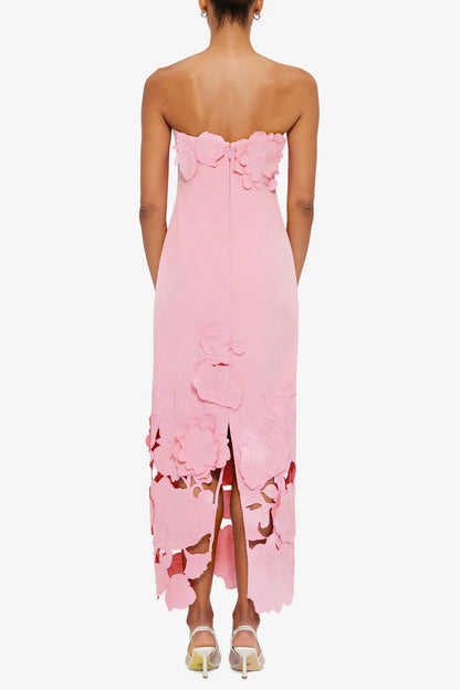 louise Appliqué Bustier Maxi Dress in pink