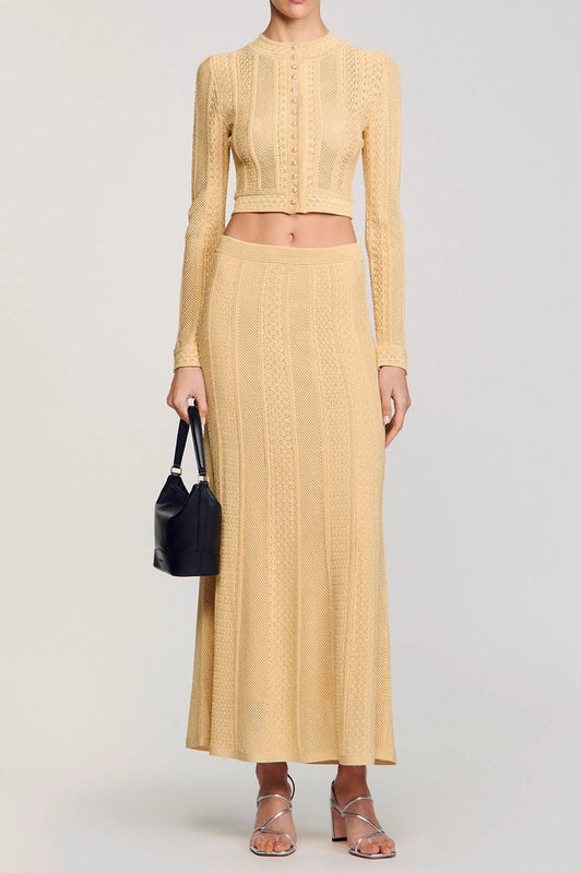 tiffany knit top maxi skirt in yellow