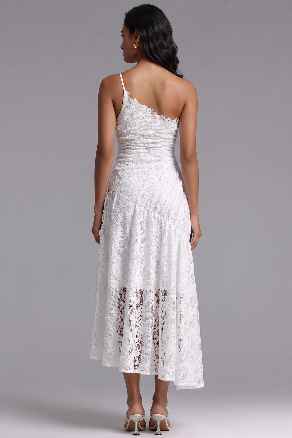 white lace asymmetrical A-line dress white lace dress - product view 5