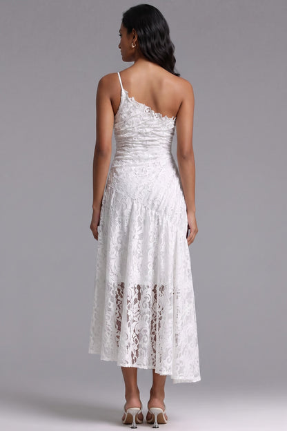 white lace asymmetrical A-line dress white lace dress - product view 5