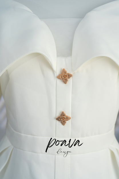 off shoulder midi dress in white