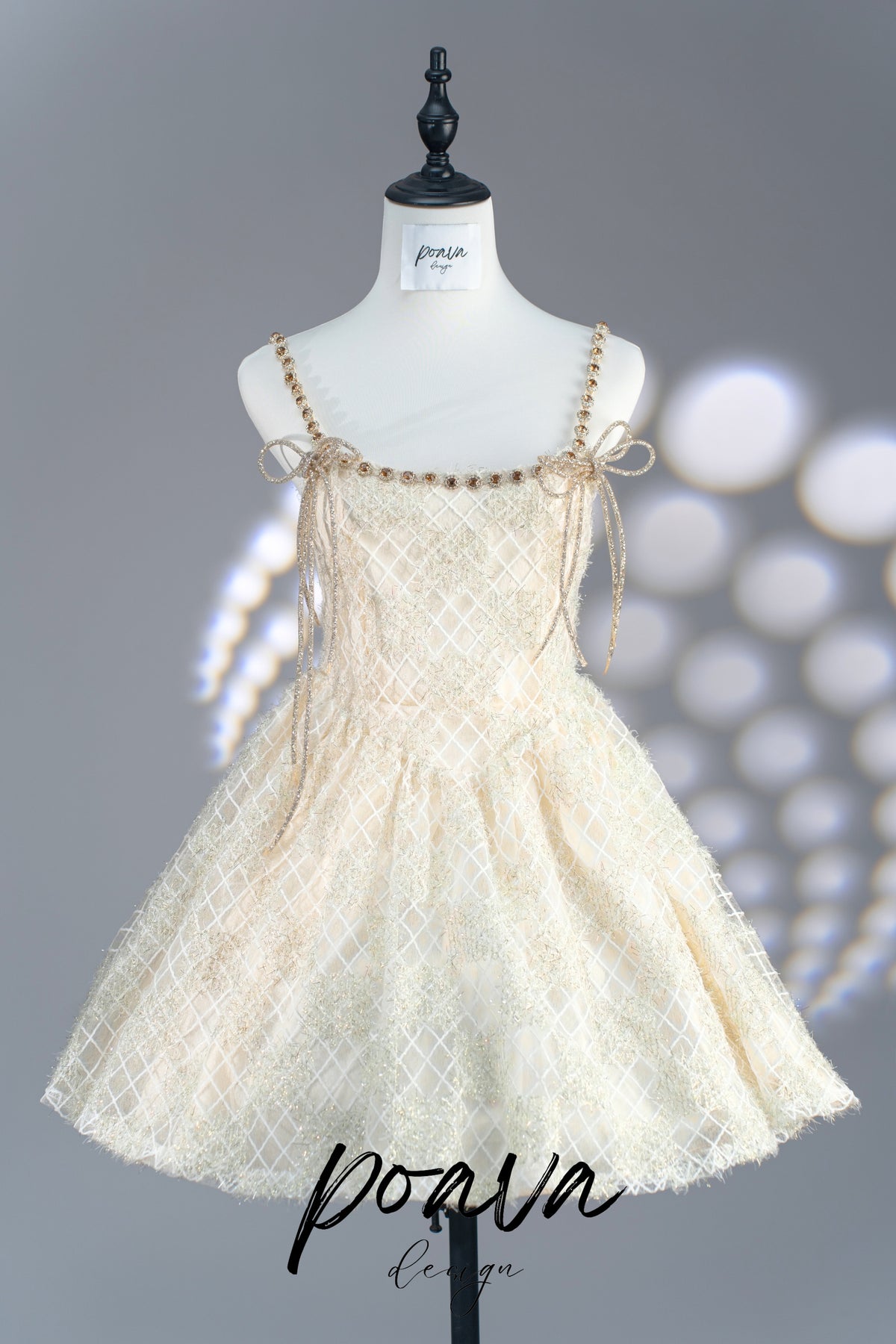 Embellished mini dress in light yellow