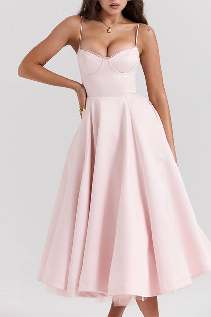 Analissa pink mesh midi dress