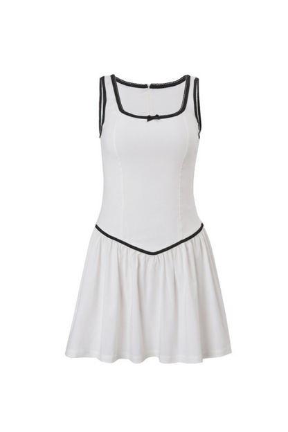 irene Sleeveless Ruch Mini Dress in white