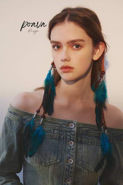 Bohemia blue Feather Headband