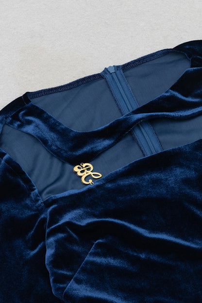 Velvet cutout maxi dresses in navy
