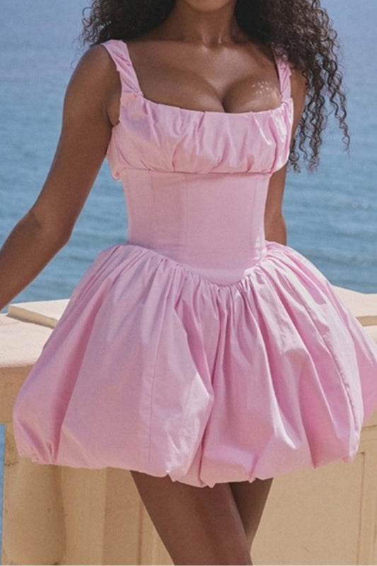 COTTON TULLE MINI DRESS IN PINK
