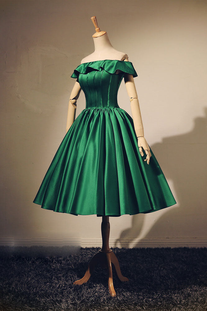 green stain mini prom dress