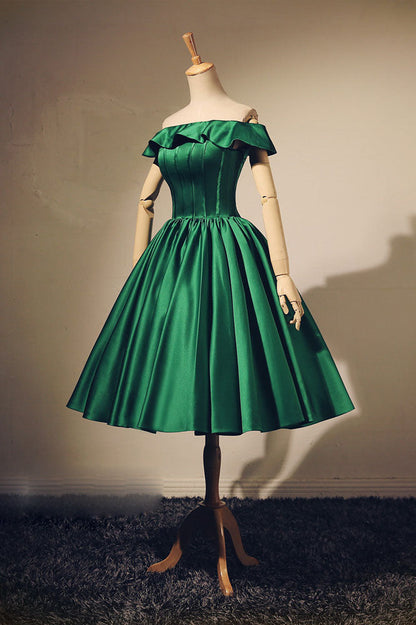 green stain mini prom dress