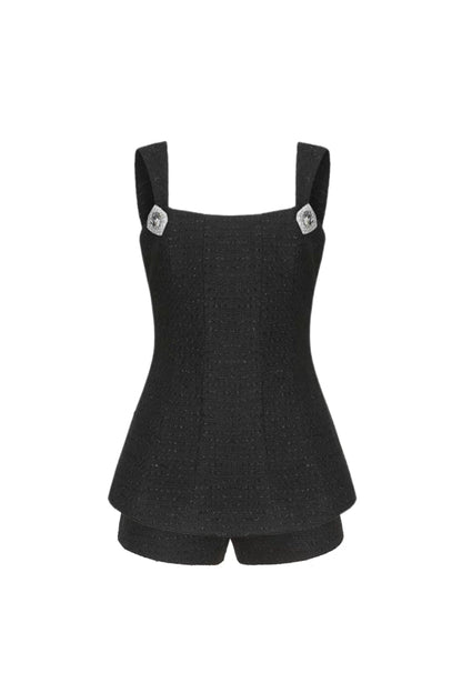 BOW-EMBELLISHED RHINESTONE SET IN BLACK