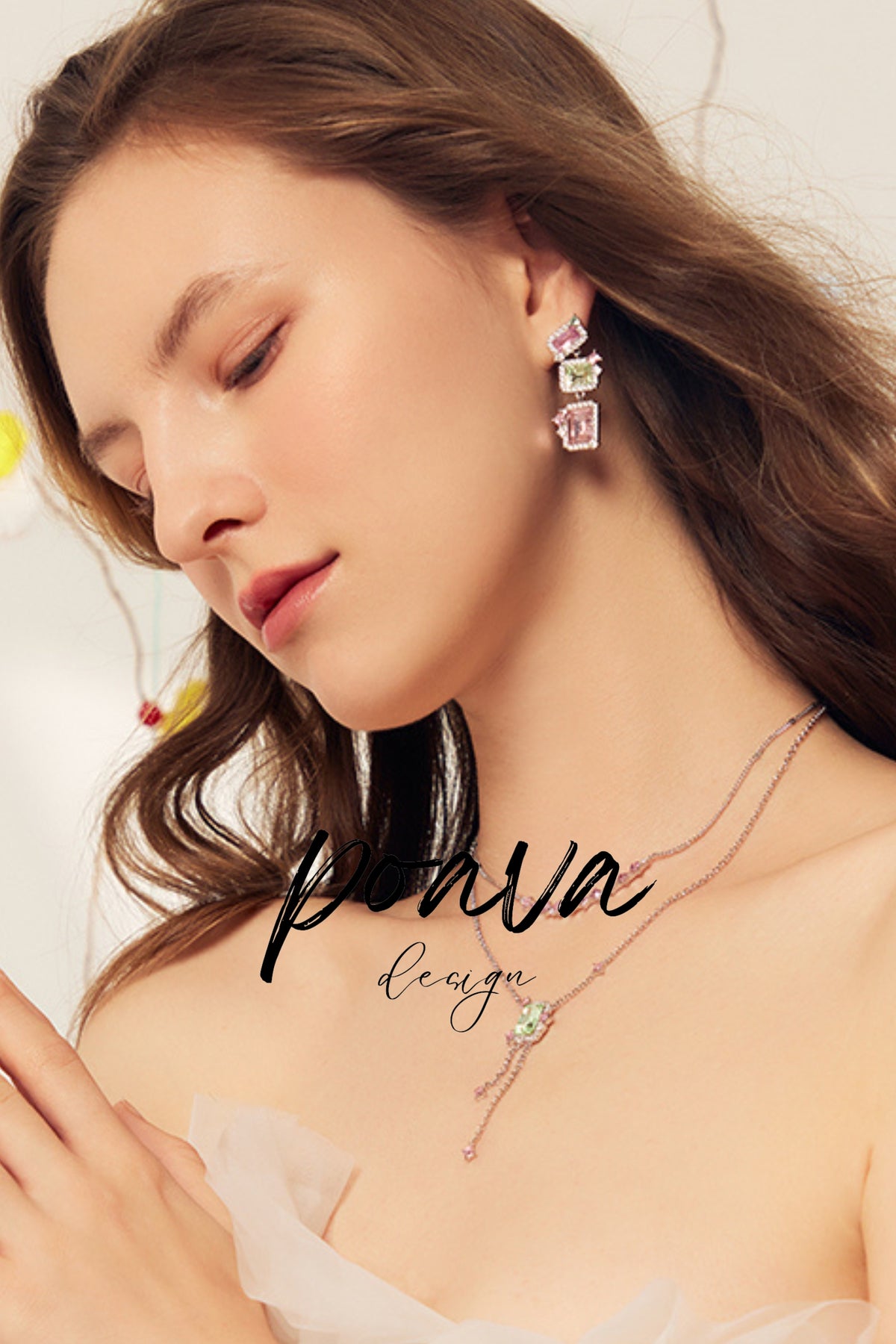 Pink crystal Embellished earrings