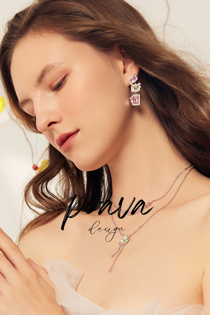 Pink crystal Embellished earrings