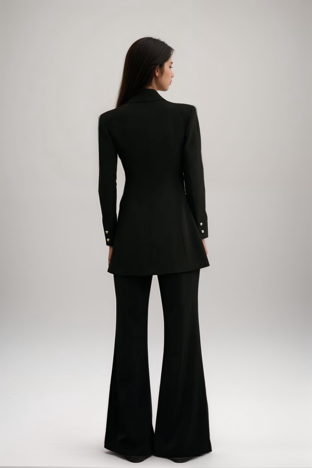 Justine black bowknot cut-out blazer