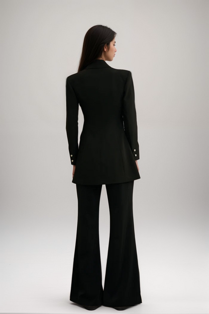Justine black bowknot cut-out blazer