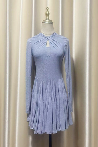 Long Sleeve Mini Dress In Grey