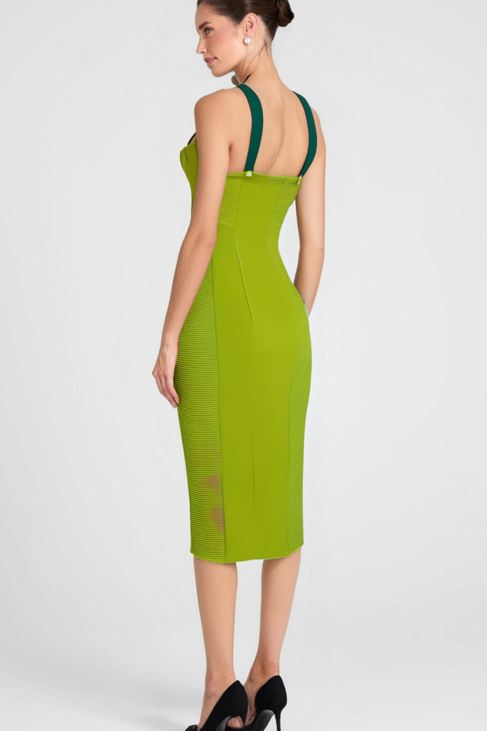 GREEN BANDAGE SLIP MIDI DRESS