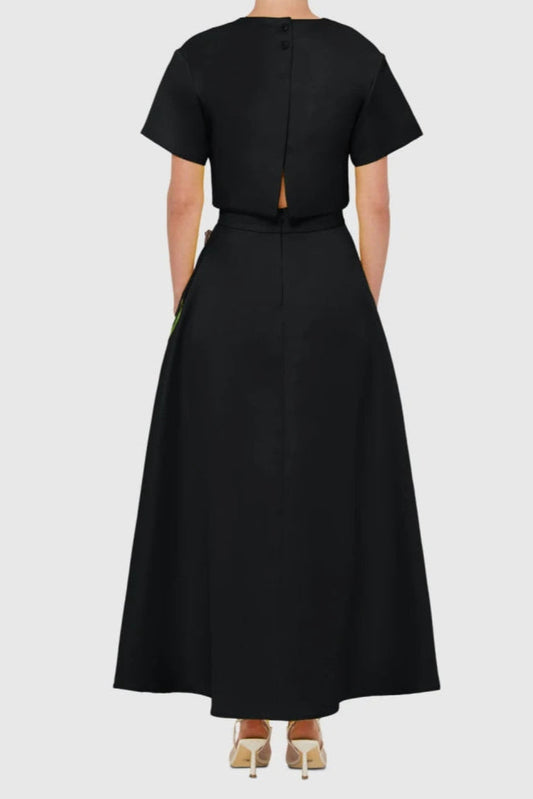 Indie Appliqué Sleeve Iris Print set in black