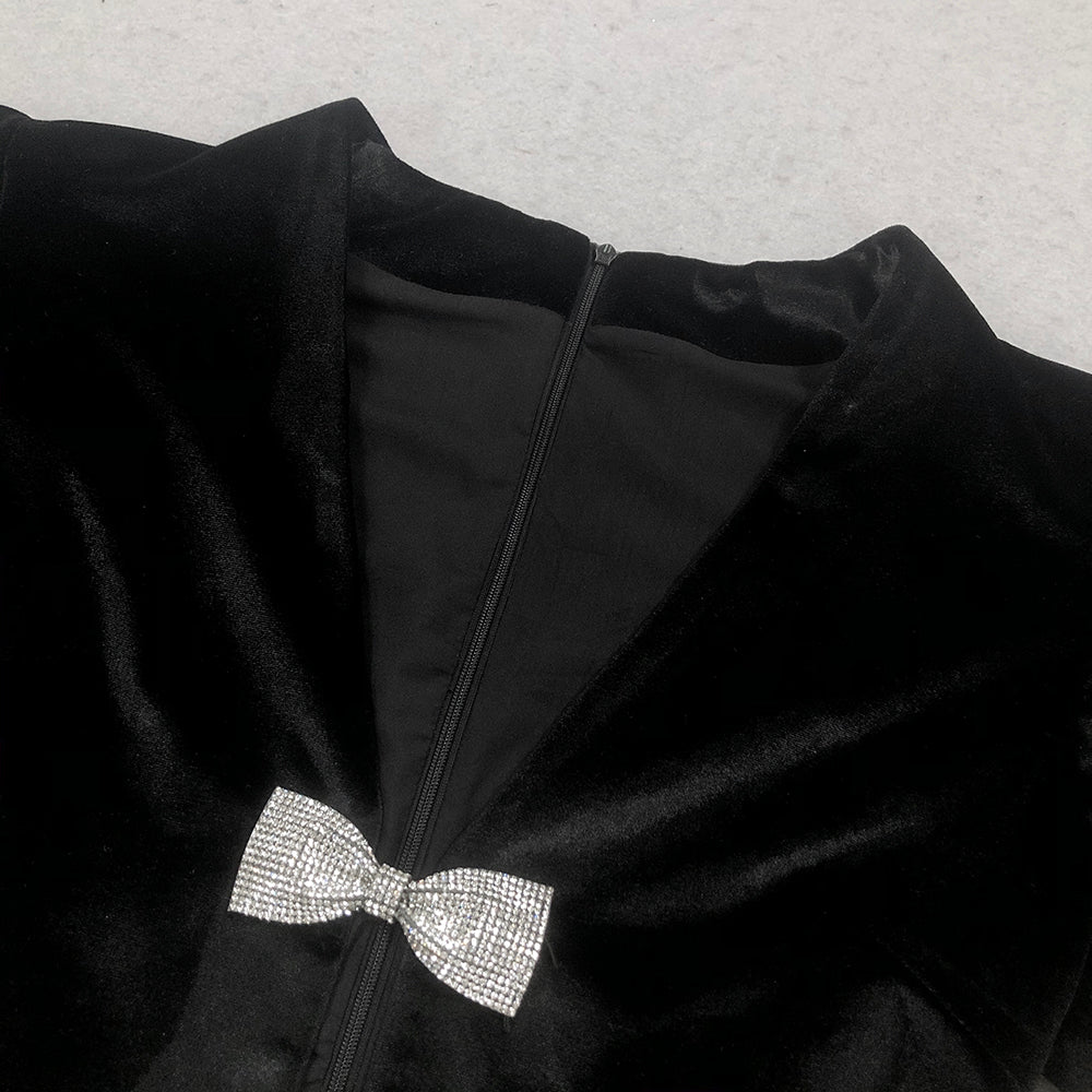 victoria cut out bow mini dress set in black