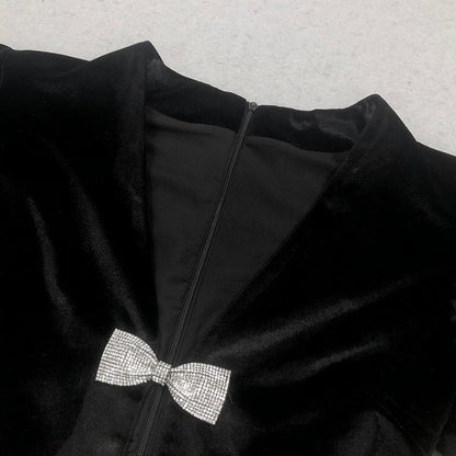 victoria cut out bow mini dress set in black