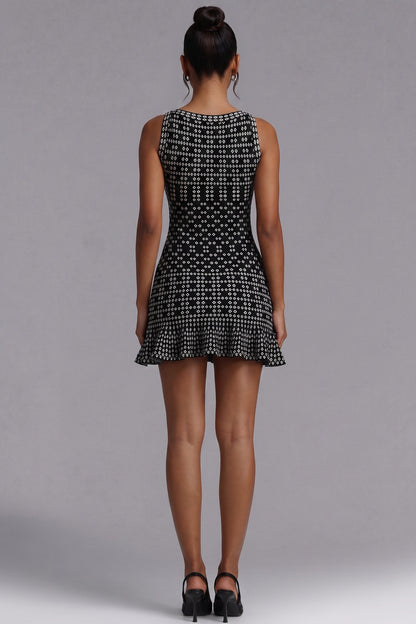 black jacquard knit fit-and-flare dress black jacquard knit dress - product view 5