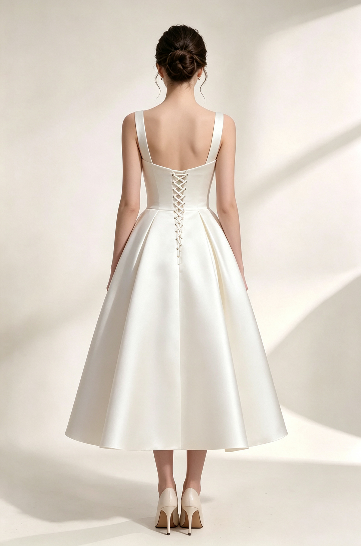 Minimalist Spaghetti Strap Midi Dress - Off-White