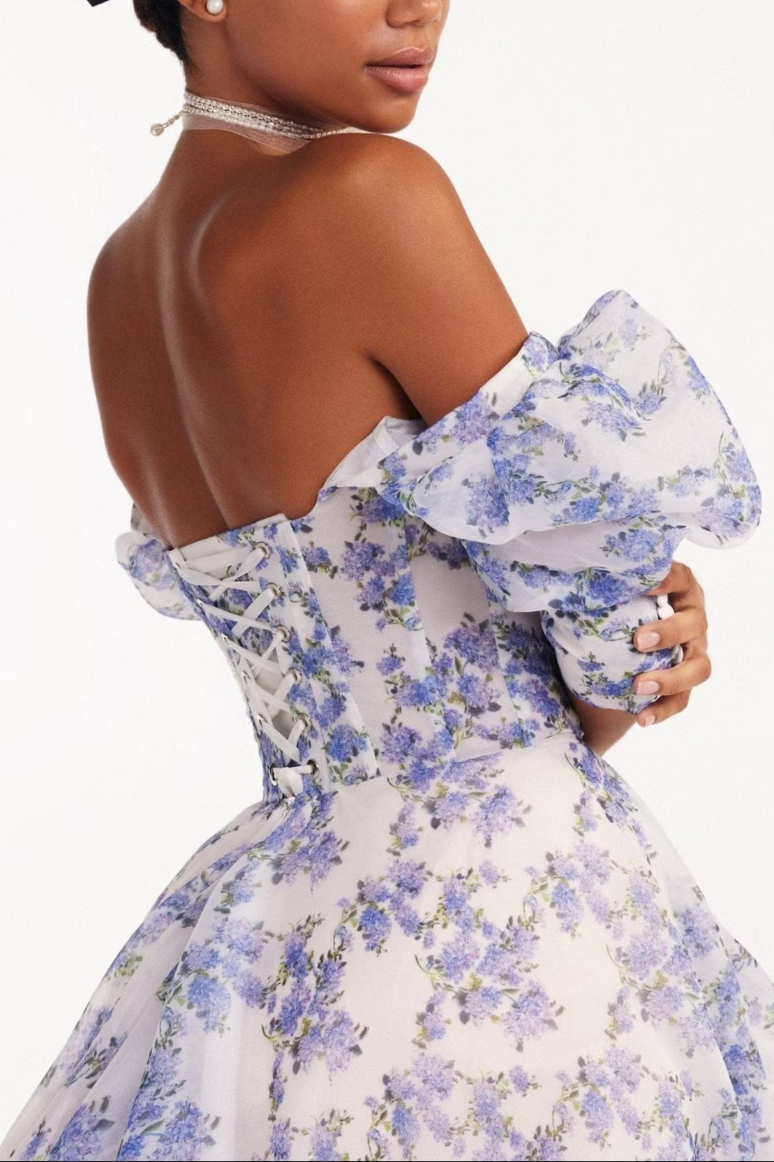 Blue Hydrangea maxi princess dress