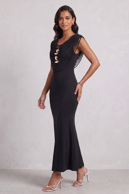 black stretchy jersey knit mermaid dress black stretchy jersey knit dress - product view 4