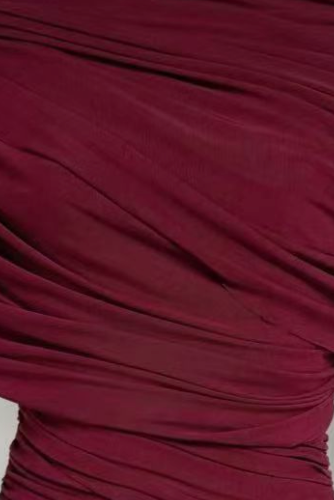 burgundy mesh mermaid evening gown