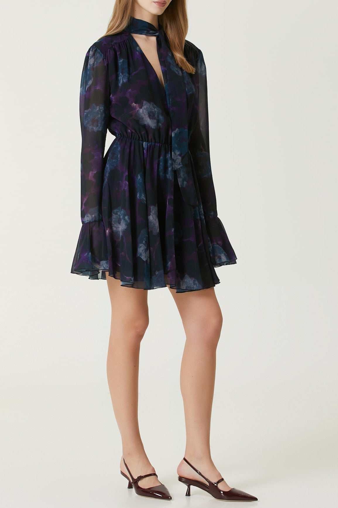 Purple Floral Cocktail mini Dress