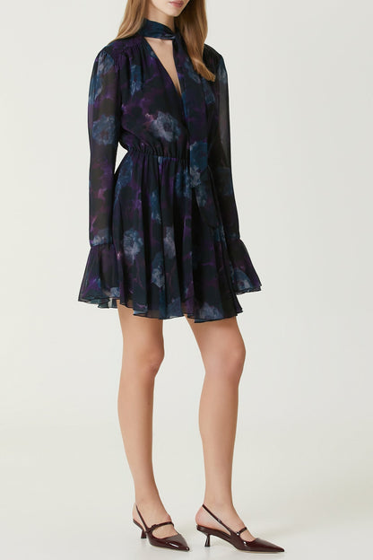 Purple Floral Cocktail mini Dress