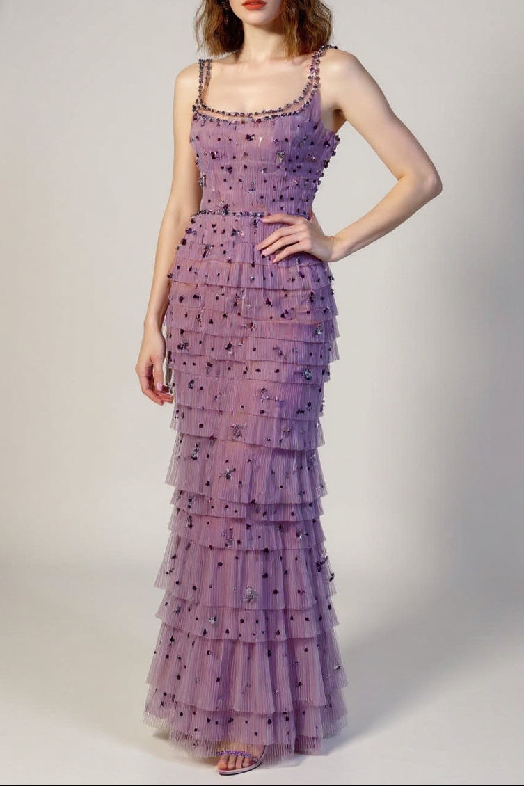 ARWA EMBELLISHED MAXI DRESS IN PURPLE