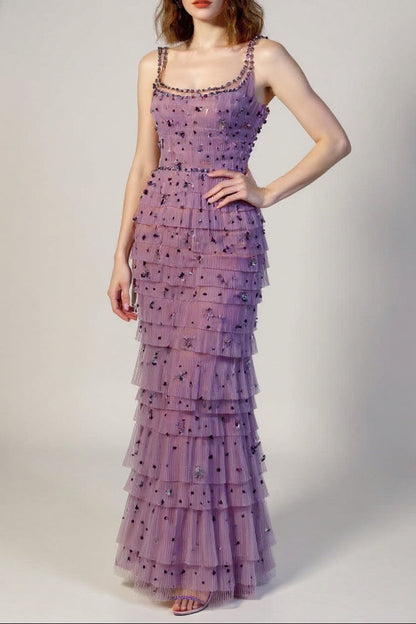 ARWA EMBELLISHED MAXI DRESS IN PURPLE