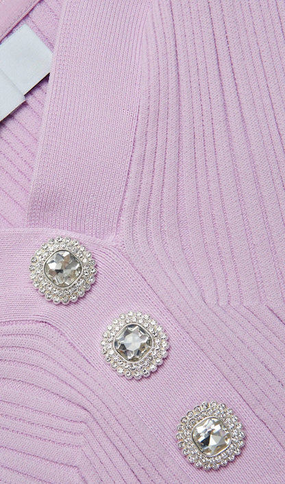 Pink Ribbed Knit Mini Dress