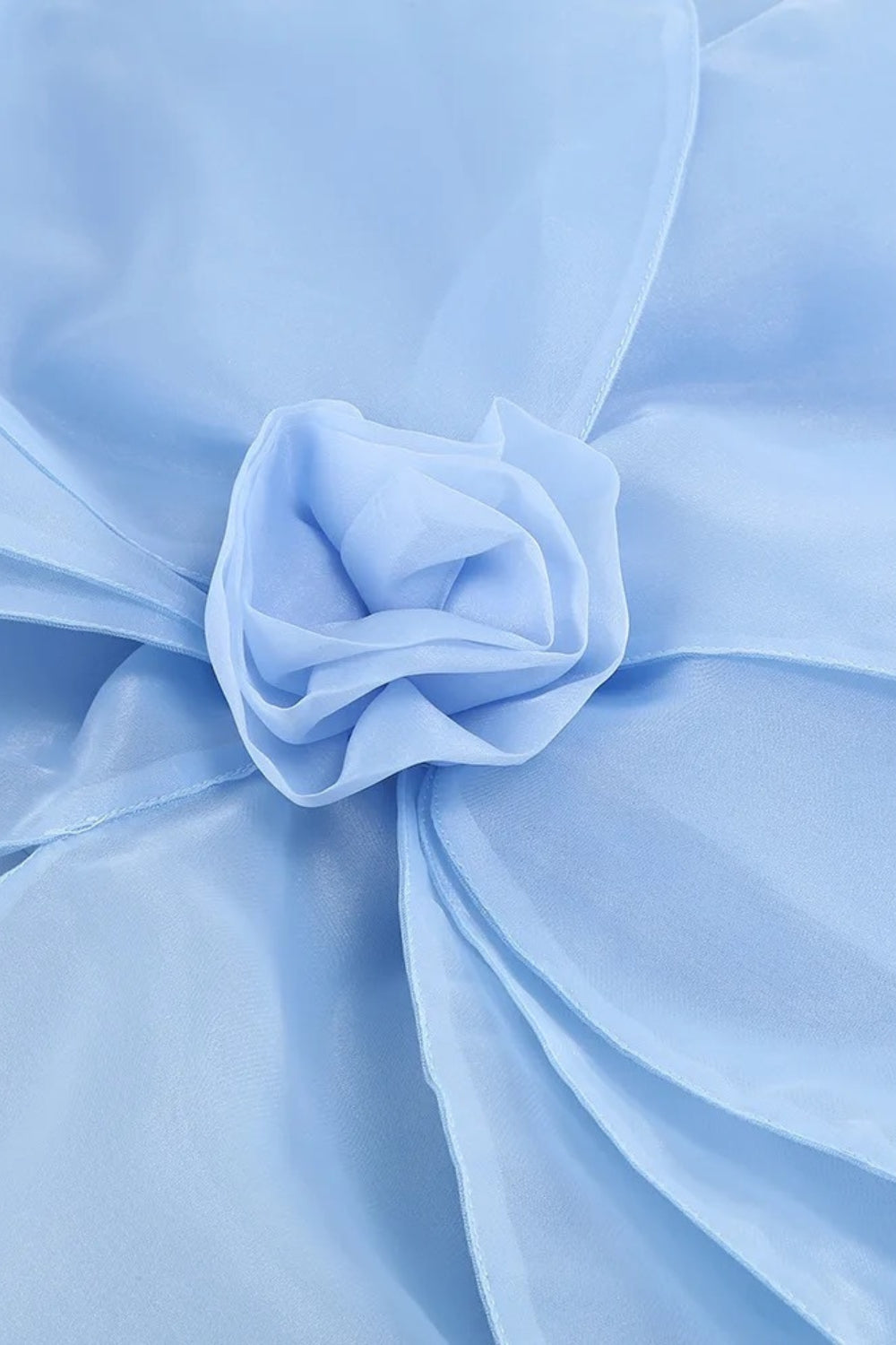 3D Voluminous Organza Floral Mini Dress - Blue