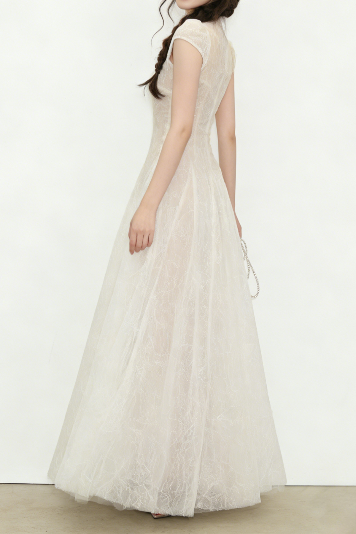 lace sequin A line midi dress