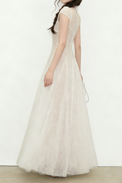 lace sequin A line midi dress