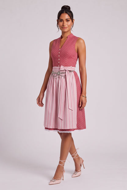 red cotton woven fit-and-flare dirndl dress red, white cotton woven dirndl dress - product view 4