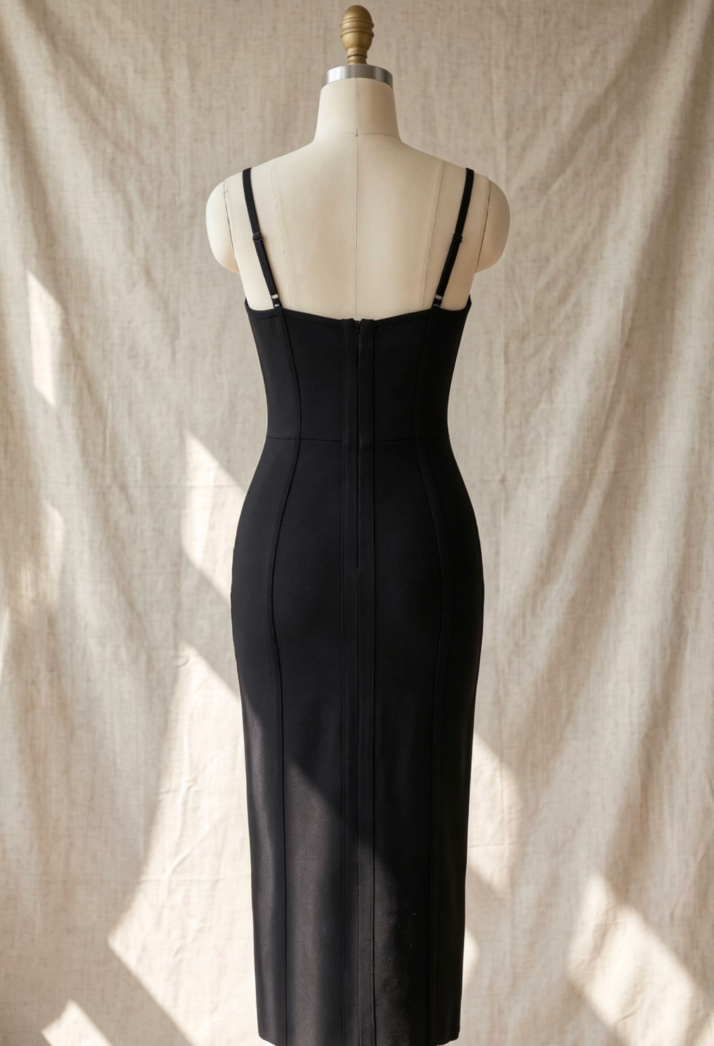 Black Heavy Knit Bandage Bodycon Midi Dress