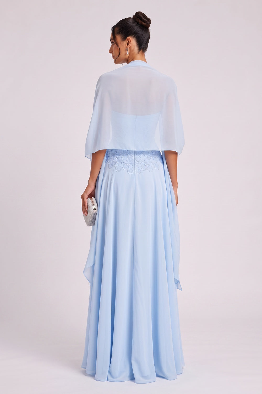 Light Blue Chiffon A-Line Evening Gown light blue chiffon evening gown - product view 5
