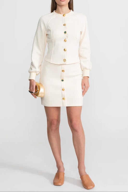 tabitha Embellished Button Co-ord Set – Ivoire