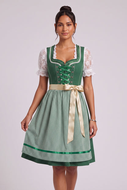 forest green cotton-blend woven fit-and-flare dirndl dress set forest green, white cotton-blend woven dirndl dress set - product view 4