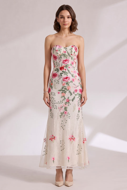 cream lace mermaid dress cream lace dress - product view 2