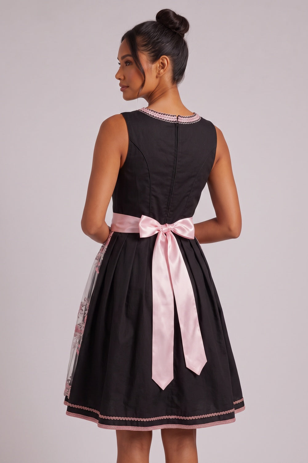 black matte woven polyester-cotton blend fit-and-flare dirndl dress black matte woven polyester-cotton blend dirndl dress - product view 5