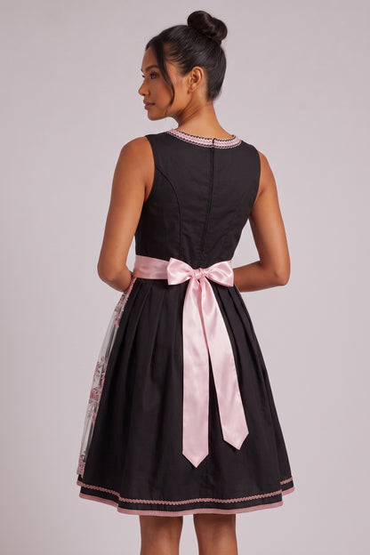 black matte woven polyester-cotton blend fit-and-flare dirndl dress black matte woven polyester-cotton blend dirndl dress - product view 5