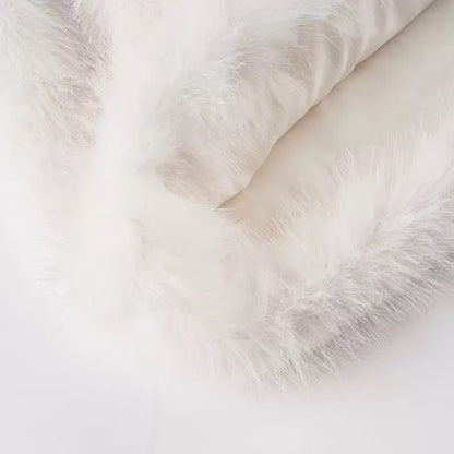 White Strapless faux fur slim mini dress