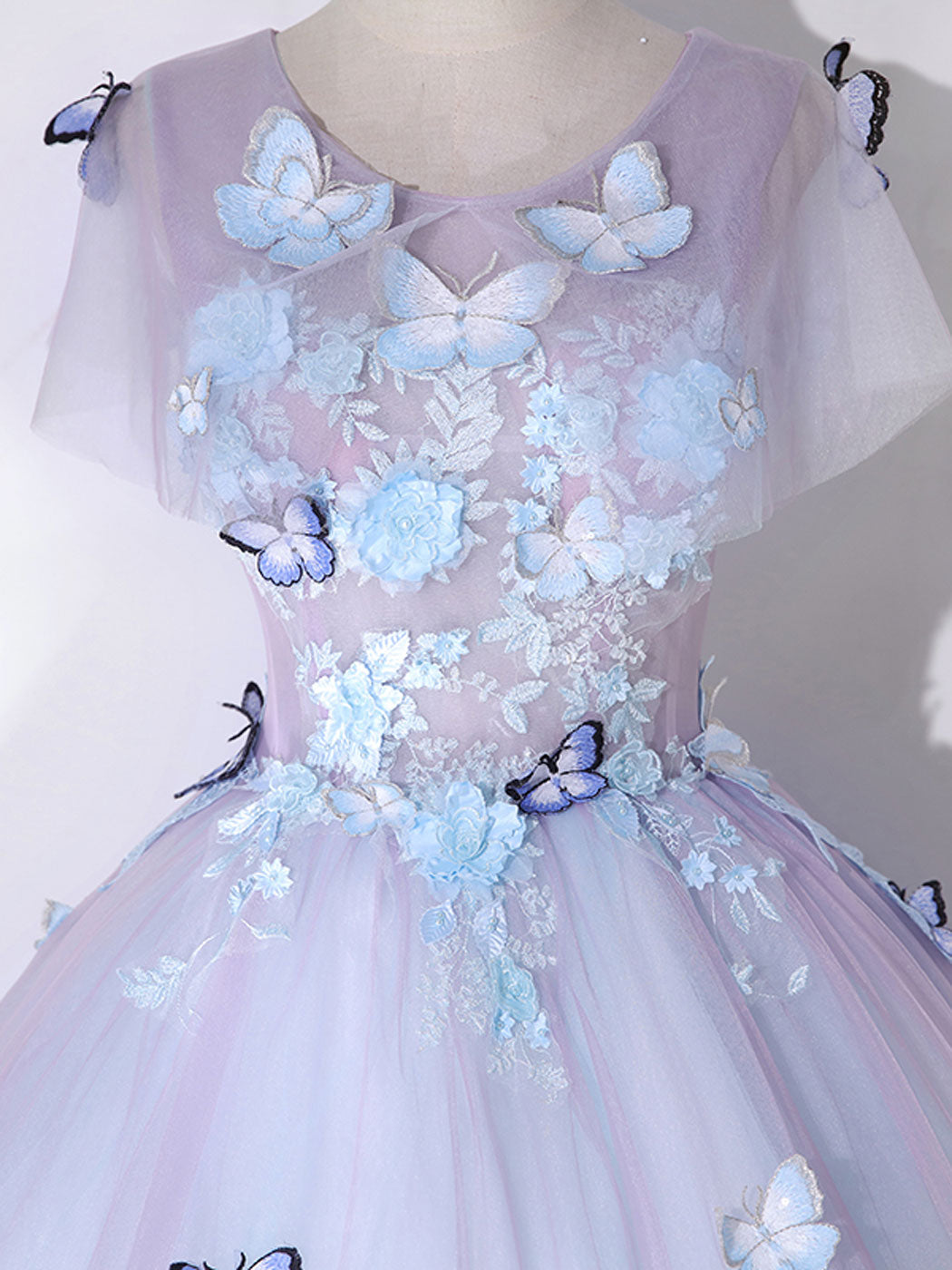 A-Line Tulle Purple Prom Dress